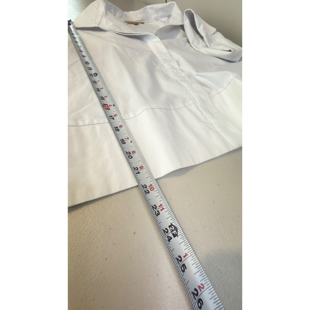 Hope & Harlow Button Down White Cuffed Short Sleeve Top Womens Large - Picture 8 of 8